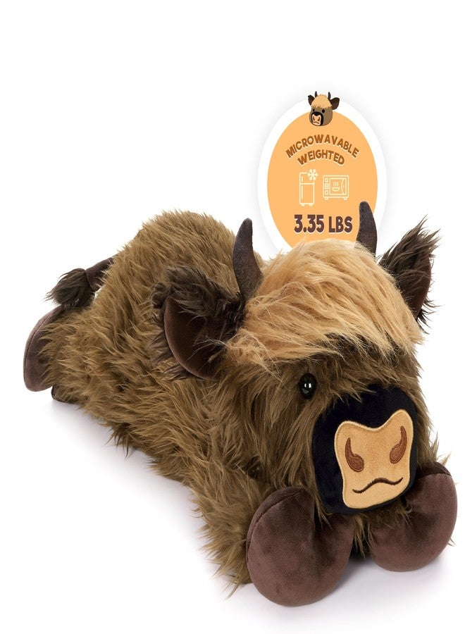 Onsoyours Original Heatable & Weighted Highland Cow Stuffed Animals, 3.35 lbs Microwavable Plushies for Stress Relief - 20" Large Comfort Soft Plush Toys for Kids & Adults - Image 1